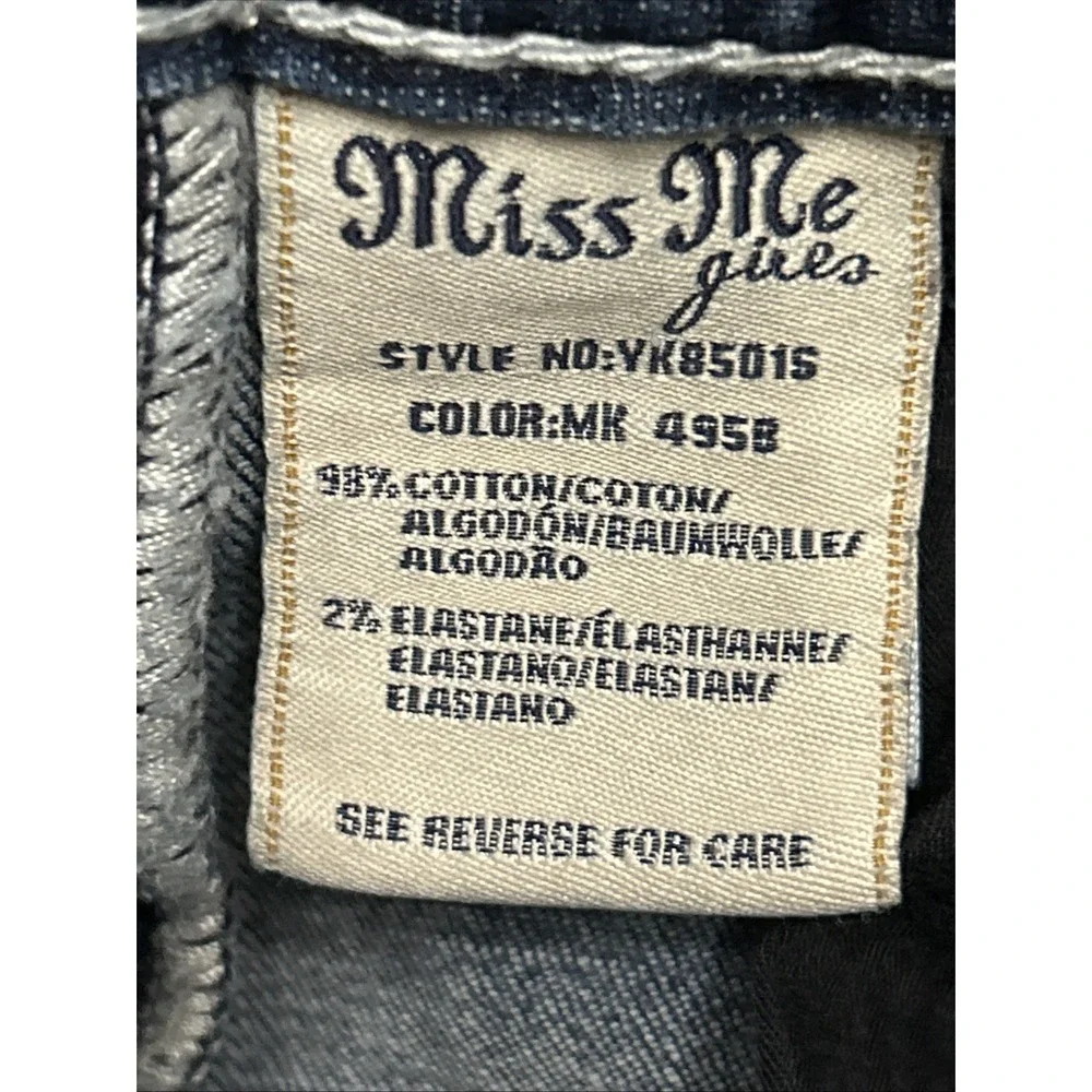 Miss Me Girls Skinny Denim Jeans Sequined Embroidered Pockets Blue  Sz 8 Stretch